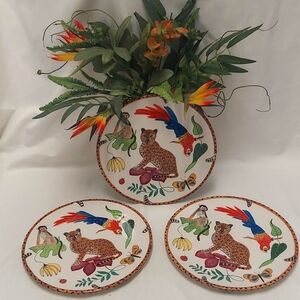 LYNN CHASE 2006 Jungle Jubilee 11" Dinner Display Plate Jaguar Monkey Parrot